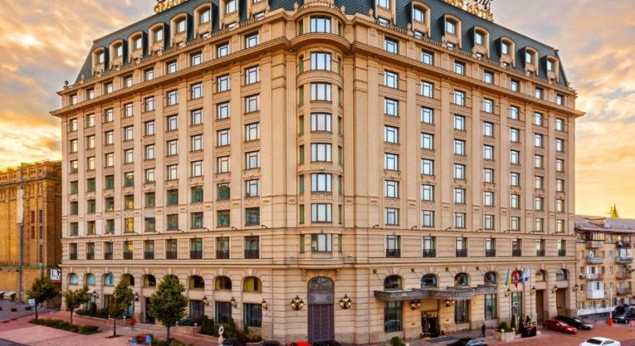 Facade of the Fairmont Grand Hotel in Kyiv