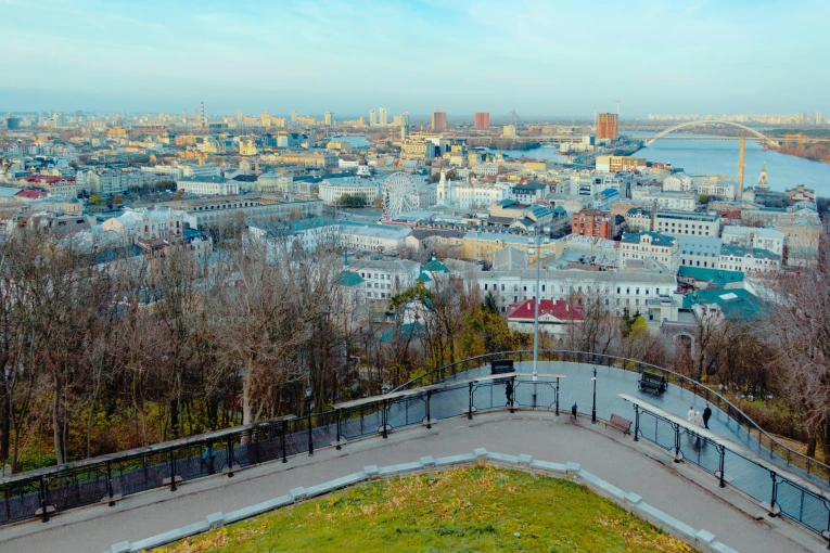 St. Andrew's Church in Kyiv - view from the observation deck of Podil and Dnipro