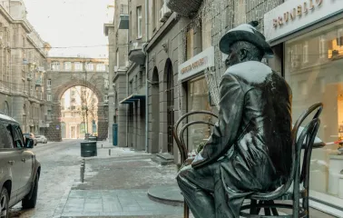 Bronze sculpture of Vladislav Gorodetsky in the Passage in Kyiv