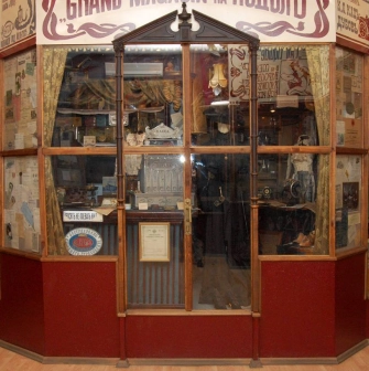 An old shop with exhibits from the early 20th century at the One Street Museum in Kyiv