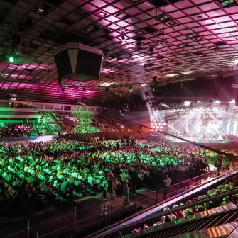 Palats Sportu in Kyiv - massive crowd filling the arena during a show