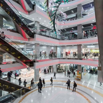 The interior of the Gulliver shopping center with shops
