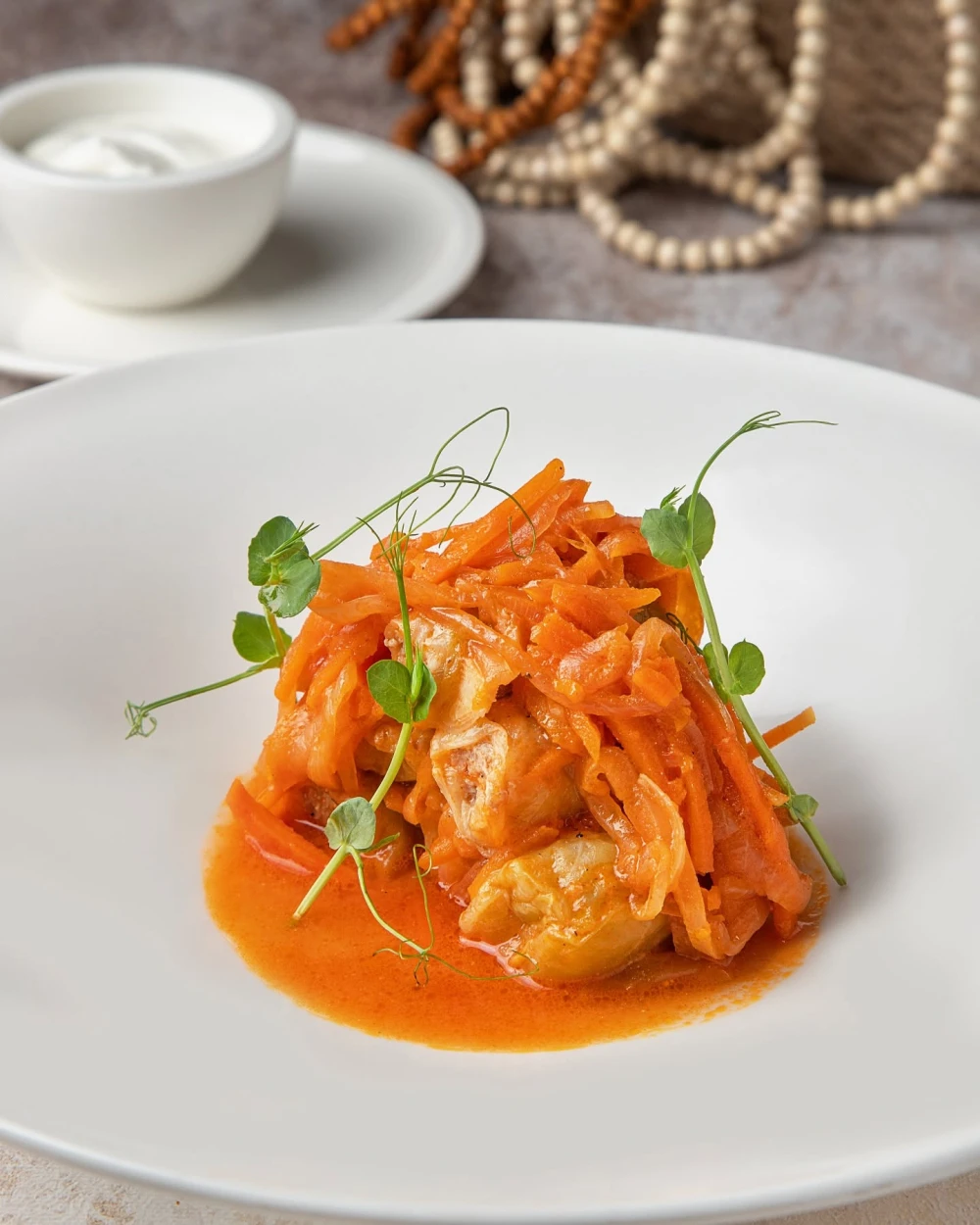 A plate of cabbage rolls at the restaurant Khutorets na Dnipri