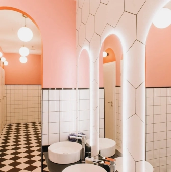 Creative States - clean restroom area with contemporary fixtures