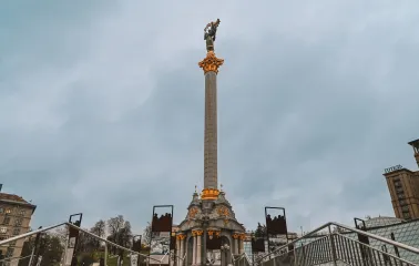 Independence Monument in Kyiv - tall white column of the Independence Monument
