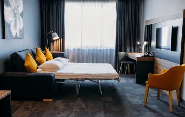 Interior of a room at the Favor Park Hotel in Kyiv