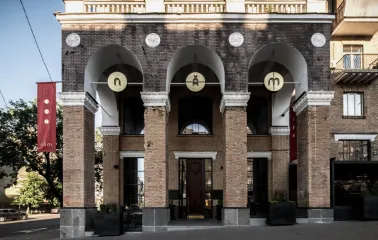 Entrance to NĂM restaurant in Kyiv
