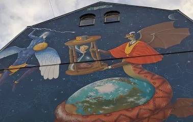 Time of Changes in Kyiv - surreal allegory of battle between good and evil