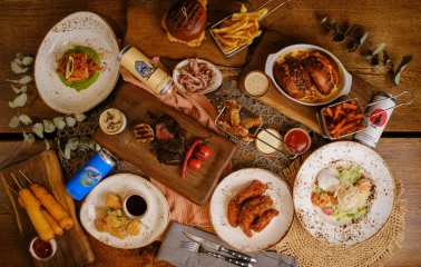 Pub Varvar bar - top-down view of a printed food menu
