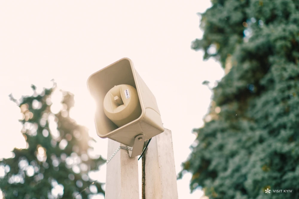 Outdoor loudspeaker used for air raid alerts in Kyiv