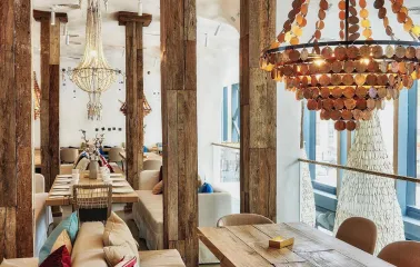 SHO - upper floor interior with tables and a clear view overlooking the ground floor area