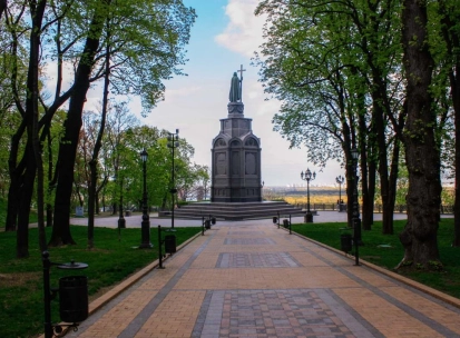 Monument to Prince Volodymyr the Great in Volodymyrska Hirka Park in Kyiv