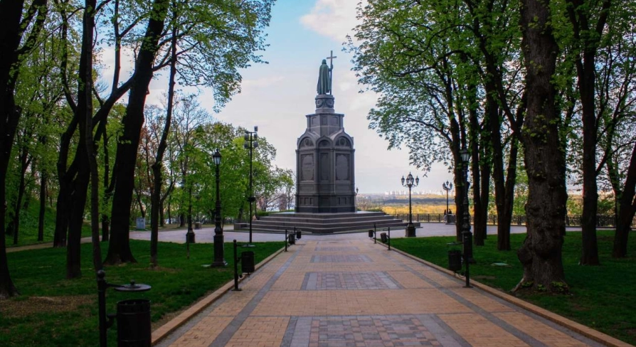 Monument to Prince Volodymyr the Great in Volodymyrska Hirka Park in Kyiv