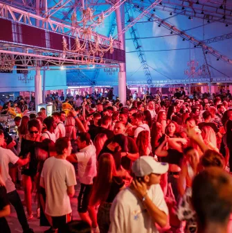 Full dance floor of the Fifty club in Kyiv