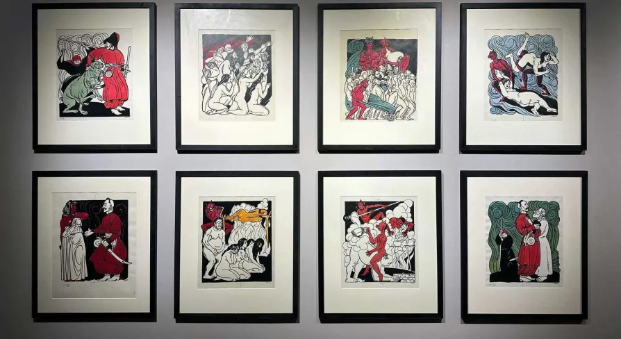 Graphic art in frames at Ya Gallery in Kyiv