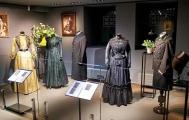 Nineteenth-century dresses at the Victoria Museum in Kyiv
