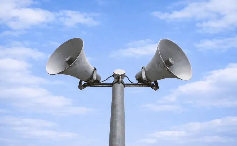 Air raid siren used for public warning during emergencies in Kyiv