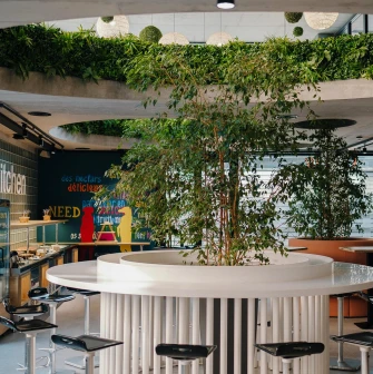 IQ Hotel - minimalist interior featuring bright lights and modern design