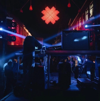 Night street party with DJ set at Closer Club, Kyiv