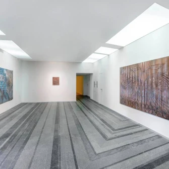 Hall with abstract contemporary paintings at the PinchukArtCentre in Kyiv
