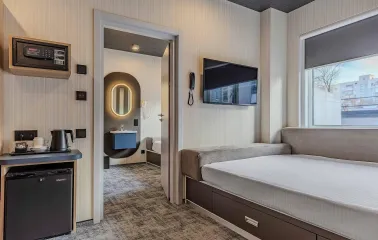 Modern room at the IQ Hotel