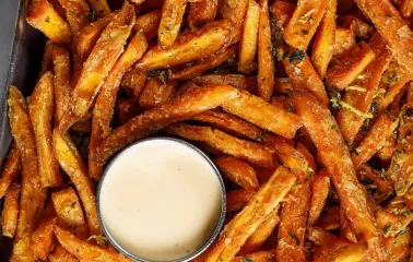 The Burger - sweet potato fries with dipping sauce