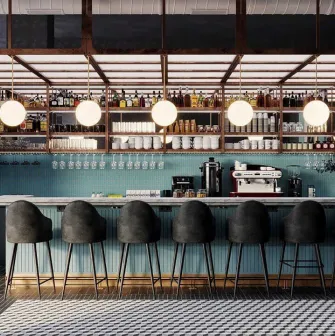 Photo of interior of the Milk Bar in Kyiv