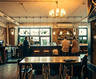 Interior of Kosatka restaurant in Kyiv