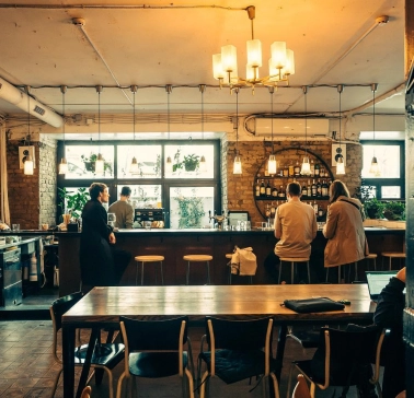 Interior of Kosatka restaurant in Kyiv