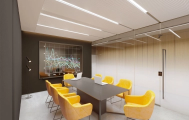 Conference room with yellow chairs at HUB 4.0 Campus in Kyiv