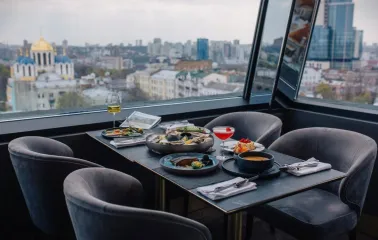 Restaurant 100 Rokiv Tomu Vpered - overhead view of a multi-course tasting menu