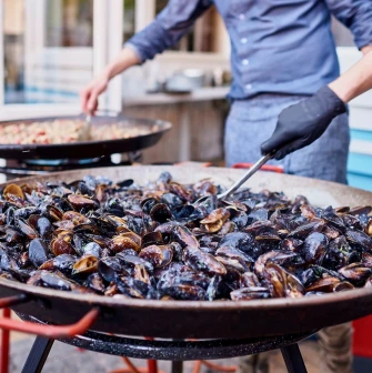 Chornomorka - close-up of a plated seafood dish with mussels