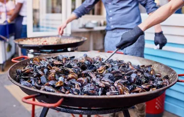 Chornomorka - close-up of a plated seafood dish with mussels