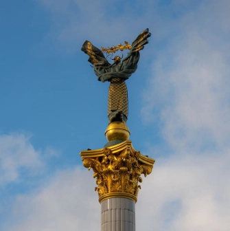 Independence Monument in Kyiv- upper detail of the Berehynia statue