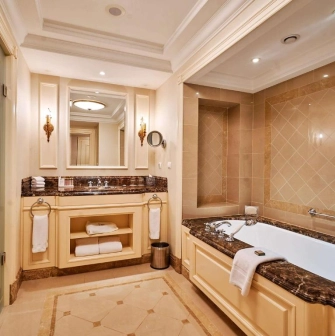 Bathroom in classic style at the Fairmont Grand Hotel in Kyiv