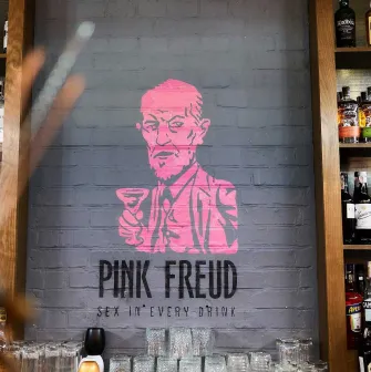 Stylish Pink Freud interior design featuring an image of Sigmund Freud