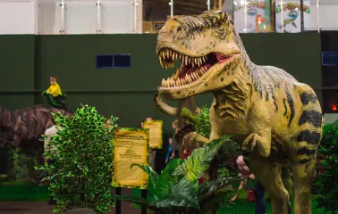 T-Rex animatronic figure with an open mouth in Lavina Mall Dinopark
