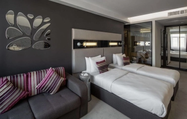 Modern room interior at 11 Mirrors Design Hotel in Kyiv