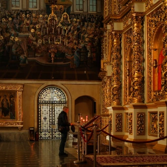 Kyiv Pechersk Lavra - gilded iconostasis inside the Dormition Cathedral