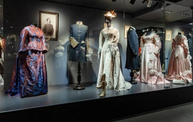 Retrospective exhibition of luxury women's dresses at the Victoria Museum in Kyiv