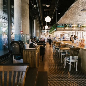 Milk Bar TSUM - stylish, minimalist interior focusing on light and clean lines