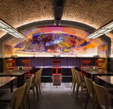 Interior of the Punkraft restaurant in Kyiv