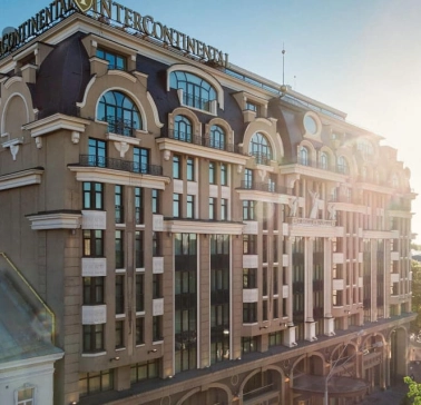 Facade of the InterContinental Kyiv hotel