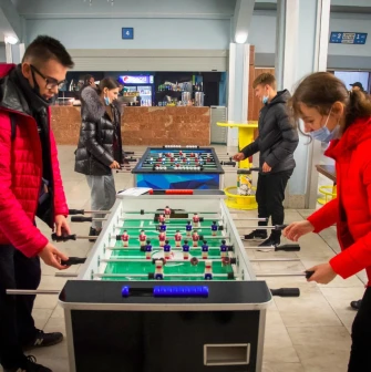 Palats Sportu in Kyiv - young people playing table football
