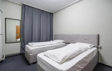 Kyiv Hostel - clean, private twin room with simple furniture