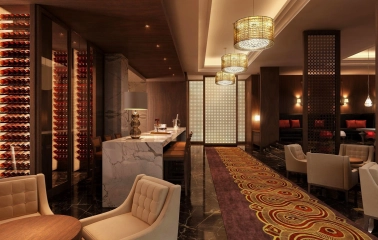 Hilton Kyiv - grand, spacious reception lobby with modern and classic design