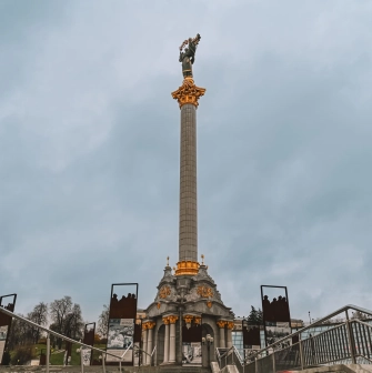 Independence Monument in Kyiv - tall white column of the Independence Monument