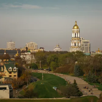 Park of Eternal Glory in Kyiv - view of the park and the Kiev Pechersk Lavra