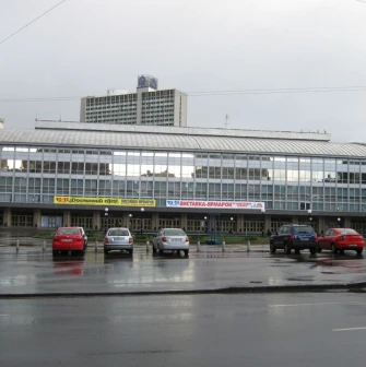 Palats Sportu in Kyiv - massive glass modernist facade
