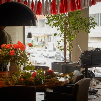 BEEF meat & wine - panoramic view of the street from inside the restaurant